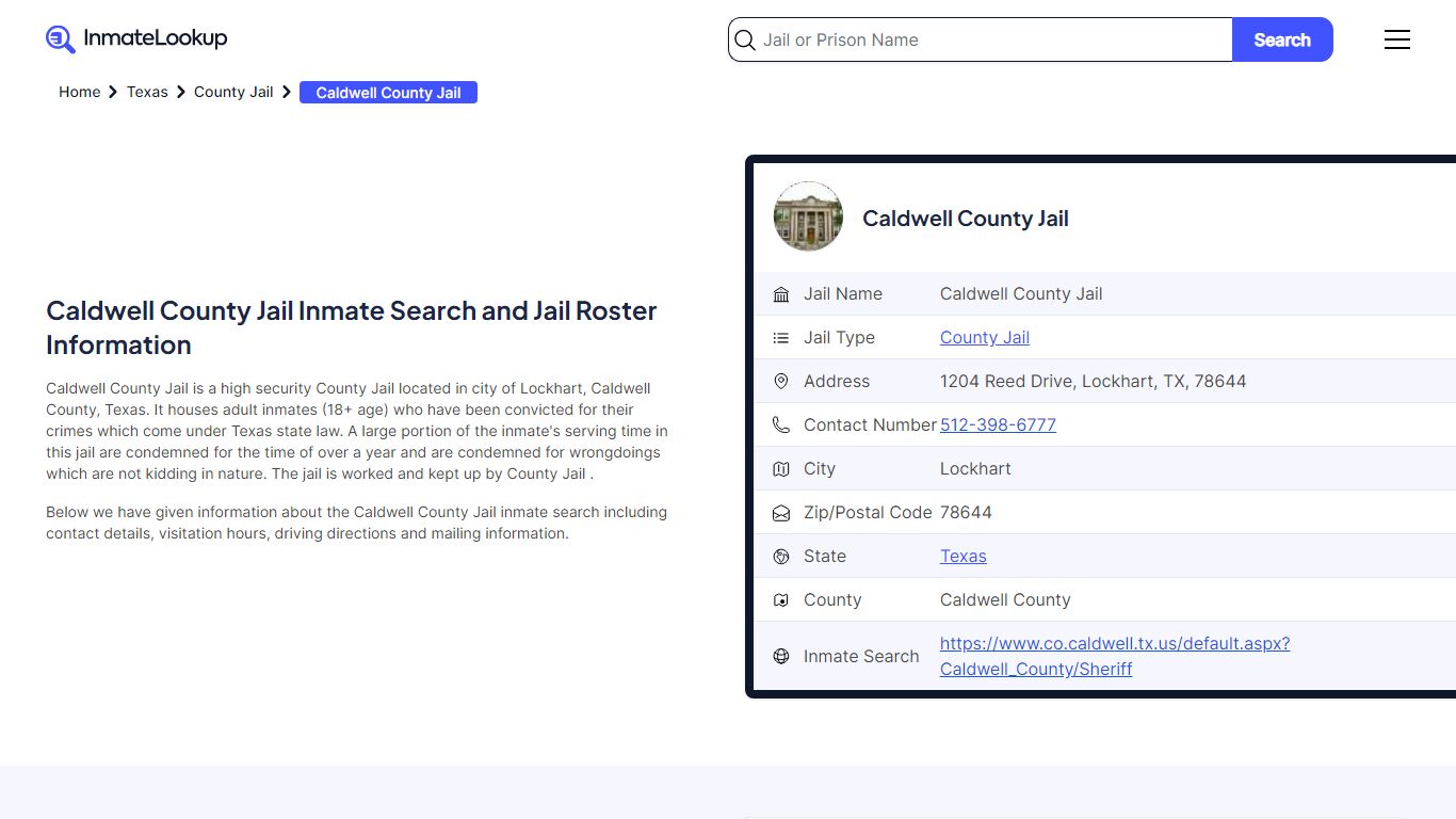 Caldwell County Jail Inmate Search and Jail Roster Information